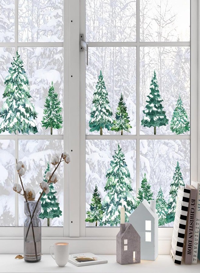 KALEFO 60Pcs Snowy Winter Decor Snow Tree Window Clings Decals Forest Trees White Christmas Decorations Kids Room Window Stickers Xmas Tree Snowflake Decals - Image 2